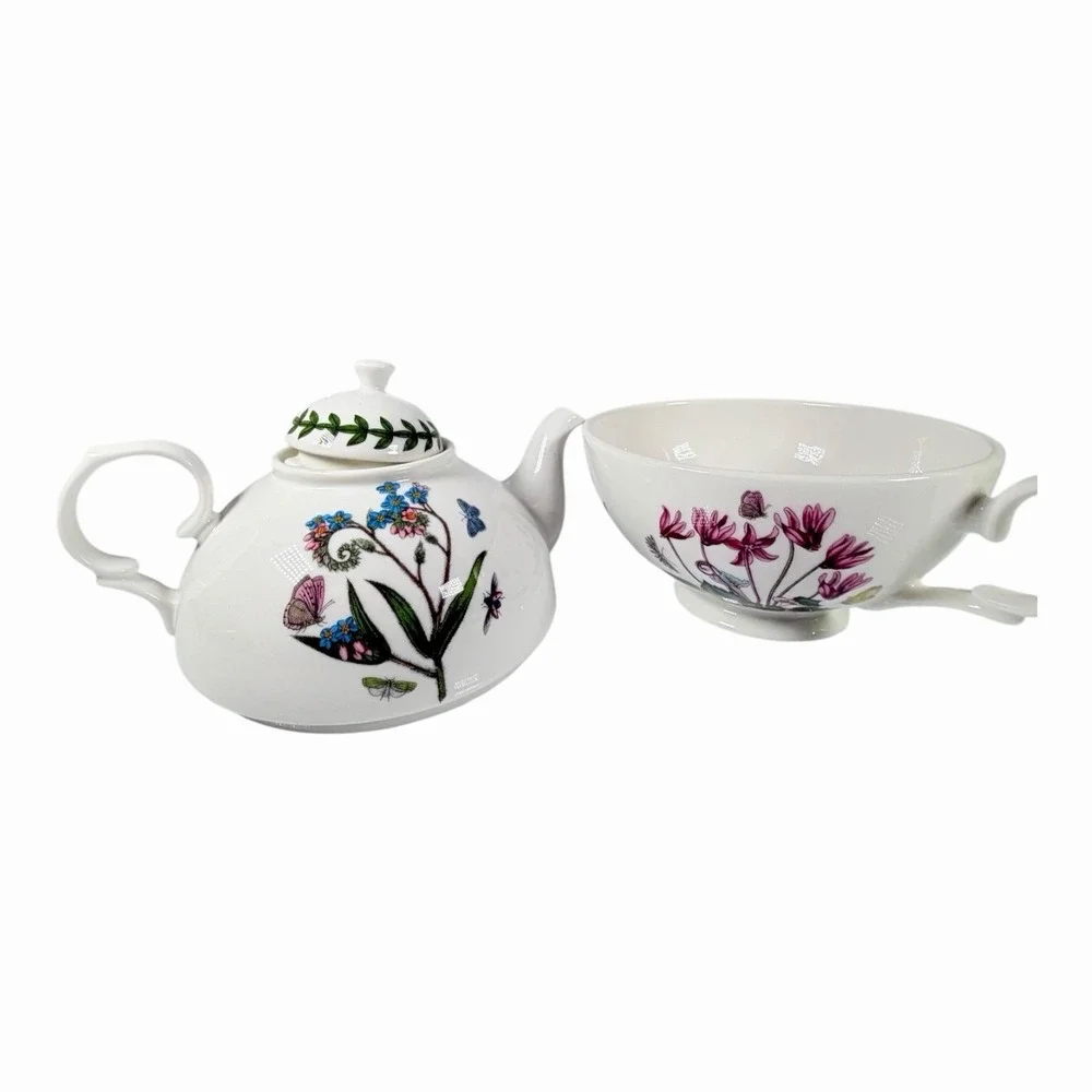 Portmeirion Botanic Garden Teapot w‎ Lid England Floral Butterfly